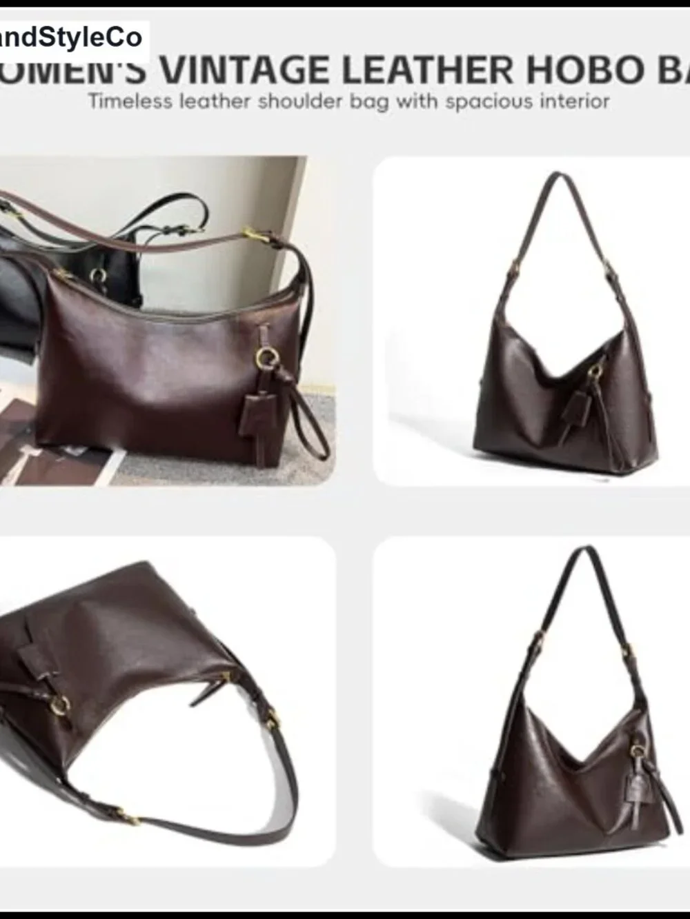 Faux Leather Hobo Shoulder Bag Large Slouchy Crossbody Tote Travel Purse
